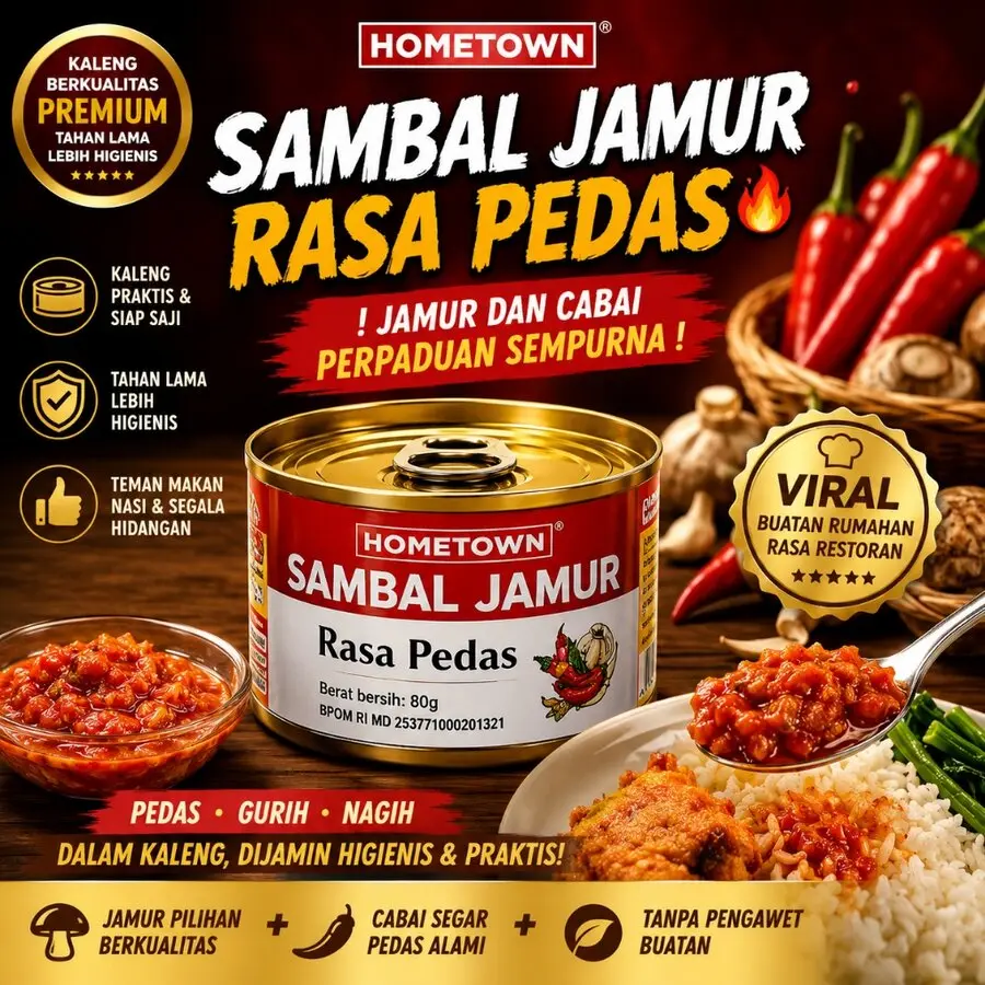 Hometown Sambal Jamur Rasa Pedas 80gr (G)